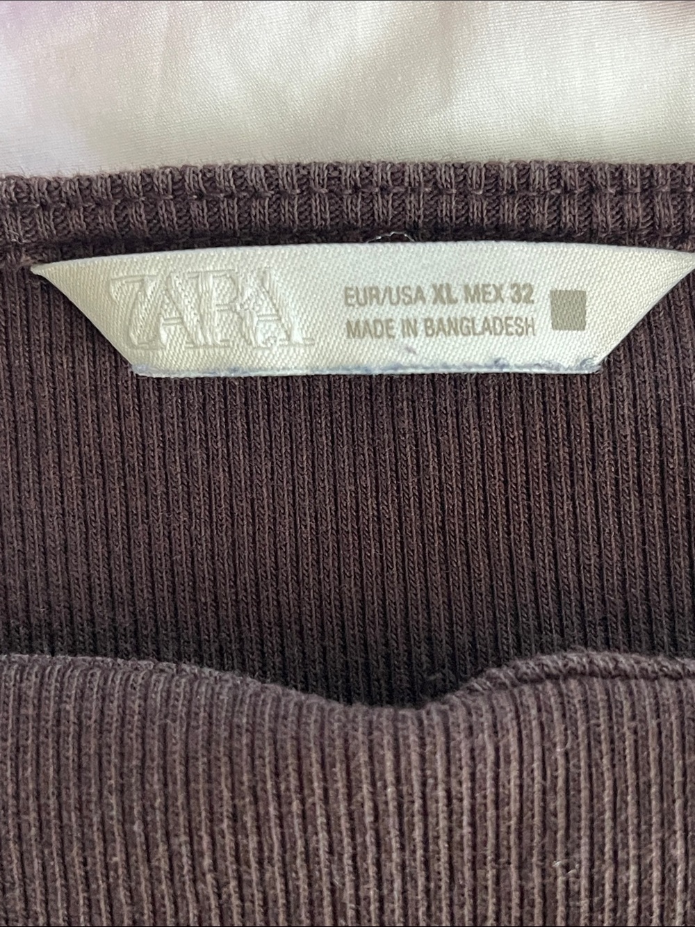 Zara Dark Brown Long Sleeve Boatneck Top -XL - Picture 2 of 3
